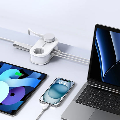 Extensión Orico APP, 2 x Schuko - 2 x USB-A - 1 x USB-C, Blanco