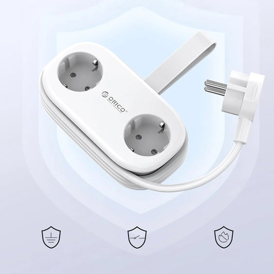 Extensión Orico APP, 2 x Schuko - 2 x USB-A - 1 x USB-C, Blanco