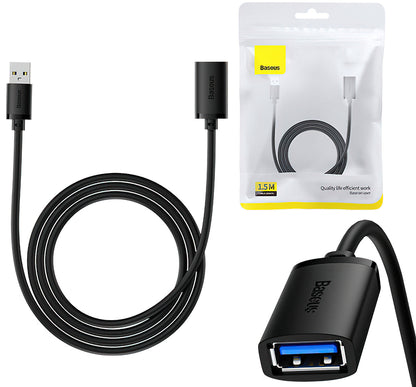 Baseus AirJoy Series USB 3.0 Extension, 1.5m, Black B00631103111-02