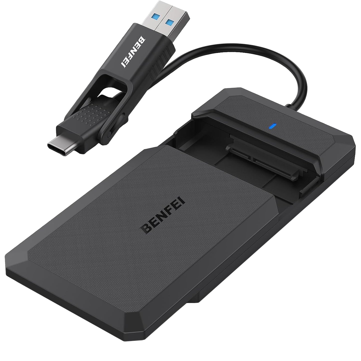 Rack Benfei para HDD / SSD SATA 2.5 pulgadas, USB-A / USB-C UASP, Negro