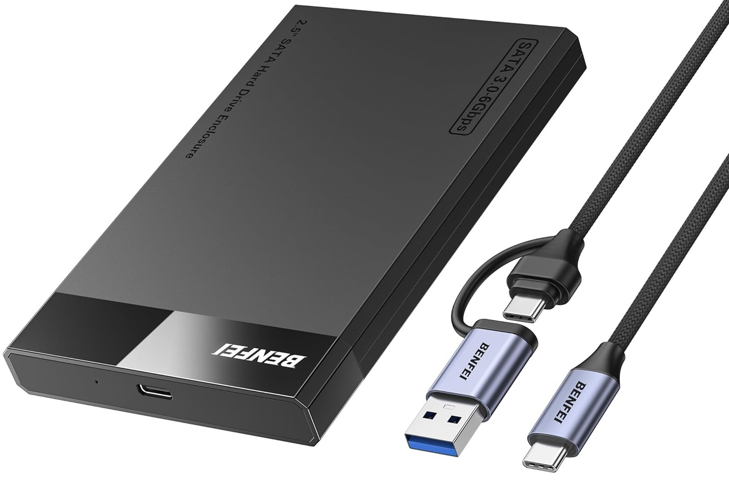 Rack Benfei para HDD / SSD SATA 2.5 pulgadas, USB-A / USB-C, Negro