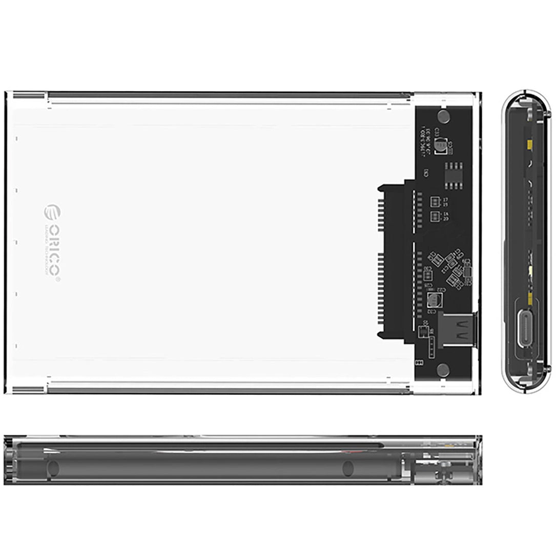 Rack Orico 2139C3 para HDD / SSD SATA 2.5 pulgadas, USB-C, Transparente