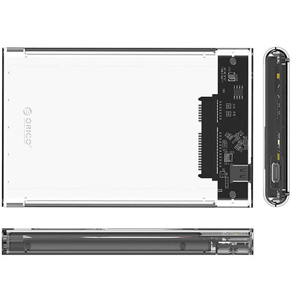 Rack Orico 2139C3 para HDD / SSD SATA 2.5 pulgadas, USB-C, Transparente