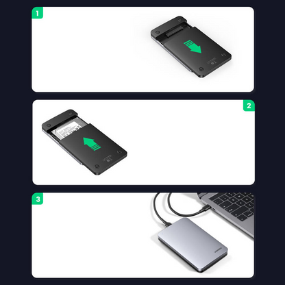 Rack UGREEN CM300 para HDD / SSD SATA 2.5inch, USB 3.1, Gris 