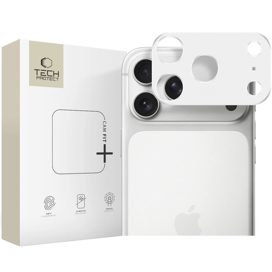 Marco de protección para la cámara trasera Tech-Protect Camalloy Fit+ para Apple iPhone 17 Pro Max, Aluminio, Plateado