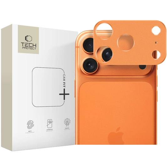 Marco de protección para la Cámara Trasera Tech-Protect Camalloy Fit+ para Apple iPhone 17 Pro, Aluminio, Naranja