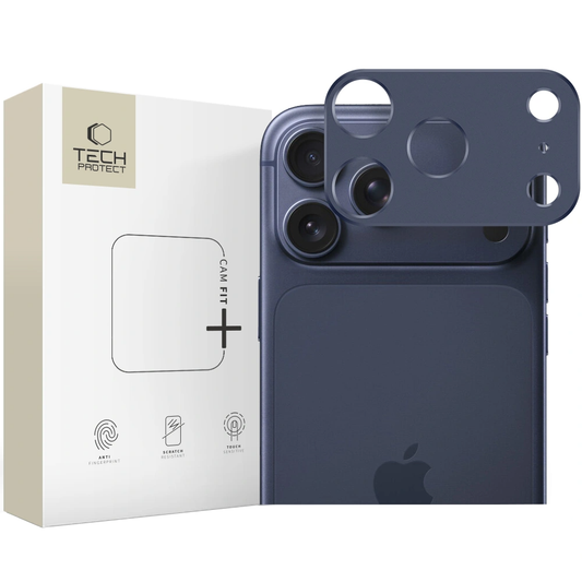 Marco de protección para Cámara Trasera Tech-Protect Camalloy Fit+ para Apple iPhone 17 Pro, Aluminio, Azul Marino