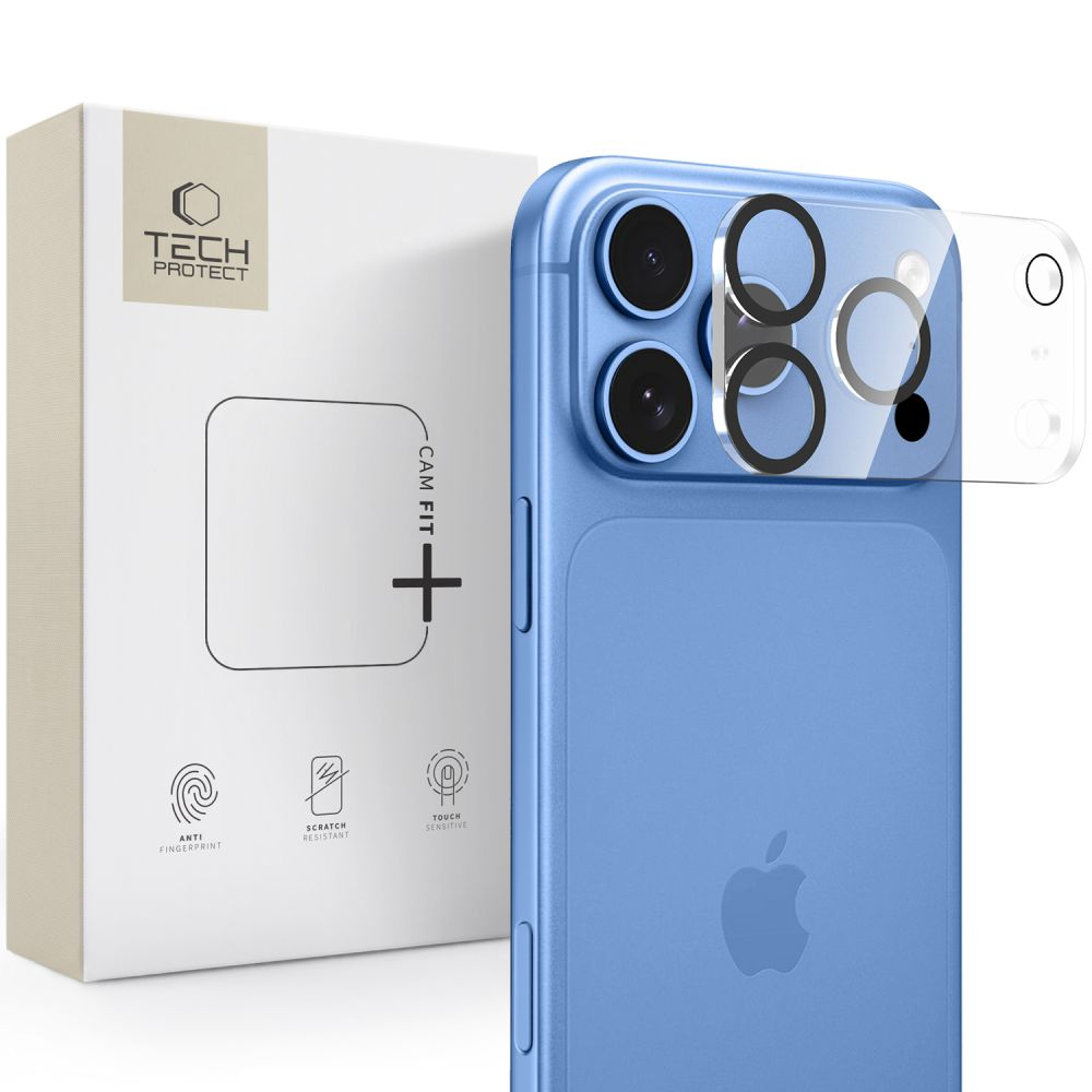 Marco protector para cámara trasera Tech-Protect Cam Fit+ para Apple iPhone 18 Pro Max, vidrio templado, transparente