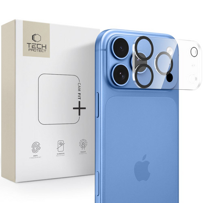 Marco protector para cámara trasera Tech-Protect Cam Fit+ para Apple iPhone 18 Pro Max, vidrio templado, transparente