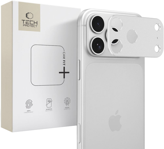 Marco protector para cámara trasera Tech-Protect Camalloy Fit+ para Apple iPhone 18 Pro Max, aluminio, plateado