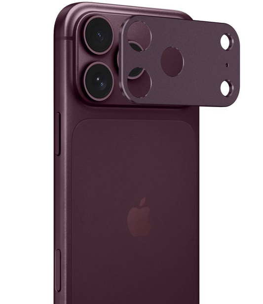 Marco protector para la cámara trasera Tech-Protect Camalloy Fit+ para Apple iPhone 18 Pro Max, aluminio, burdeos