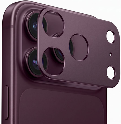 Marco protector para cámara trasera Tech-Protect Camalloy Fit+ para Apple iPhone 18 Pro, aluminio, color burdeos.