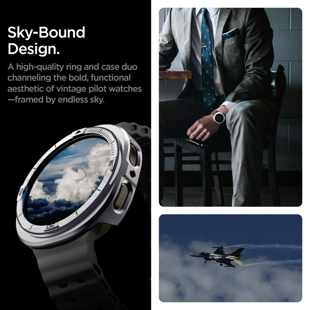 Marco de Protección Spigen Tune Pro Pilot para Samsung Galaxy Watch8 44mm, Plateado