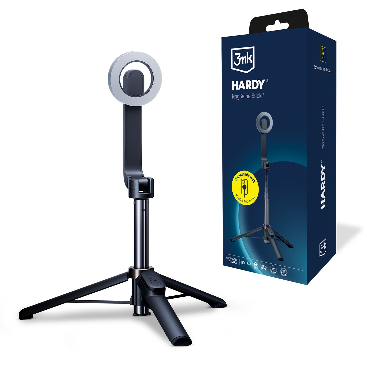 Selfie Stick Bluetooth 3MK Hardy MagSelfie, Universal, Negro