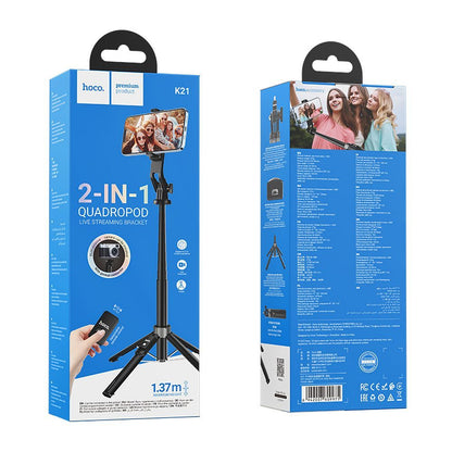 HOCO K21 Bluetooth Selfie Stick, Universal, Negro 