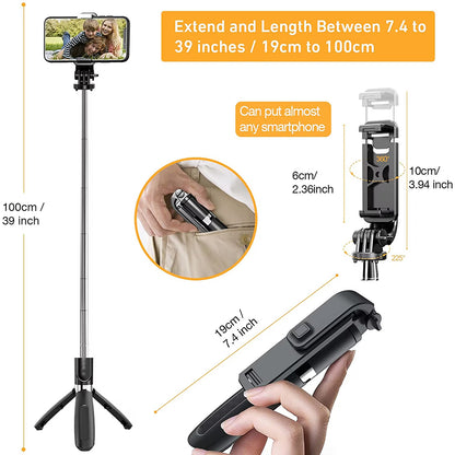 Selfie Stick Bluetooth Techsuit L02, Universal, Negro