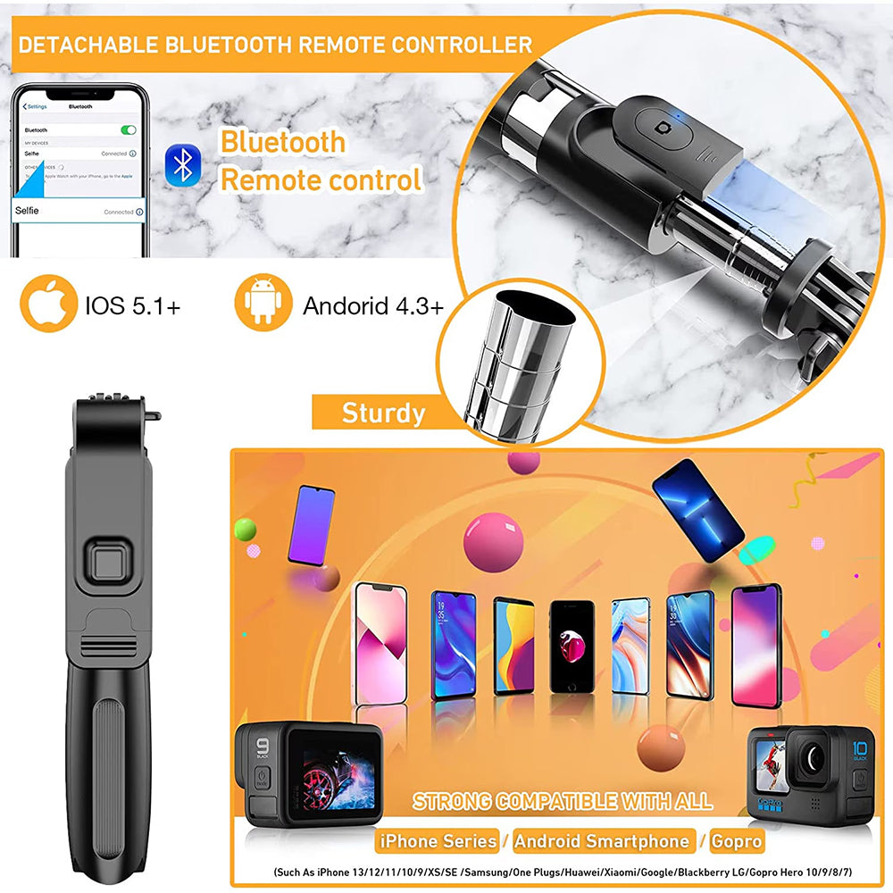 Selfie Stick Bluetooth Techsuit L02, Universal, Negro