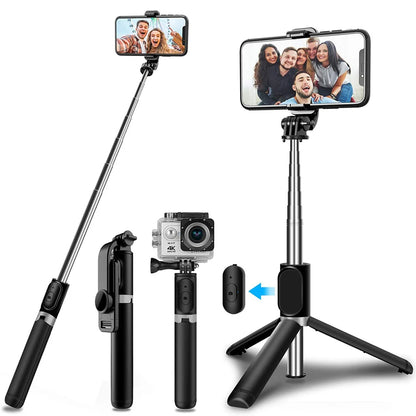 Selfie Stick Bluetooth Techsuit Q02, Universal, Negro