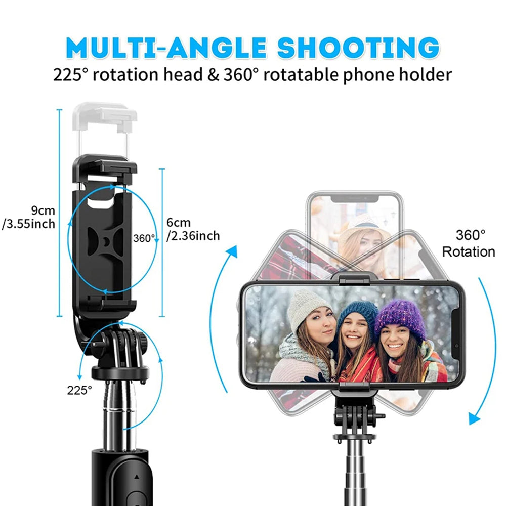 Selfie Stick Bluetooth Techsuit Q02, Universal, Negro