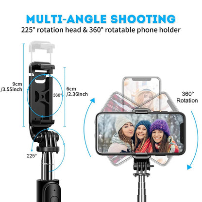 Selfie Stick Bluetooth Techsuit Q02, Universal, Negro