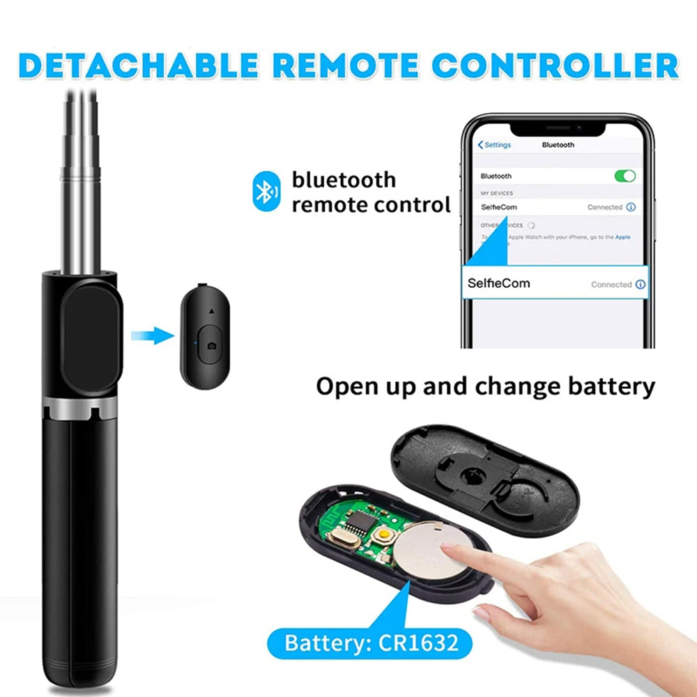 Selfie Stick Bluetooth Techsuit Q02, Universal, Negro