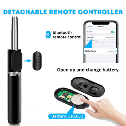 Selfie Stick Bluetooth Techsuit Q02, Universal, Negro