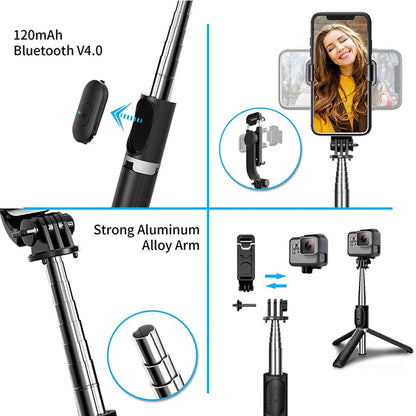 Selfie Stick Bluetooth Techsuit Q02, Universal, Negro