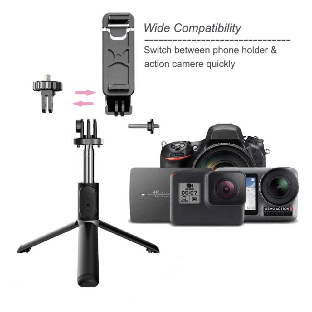 Selfie Stick Bluetooth Techsuit Q02, Universal, Negro