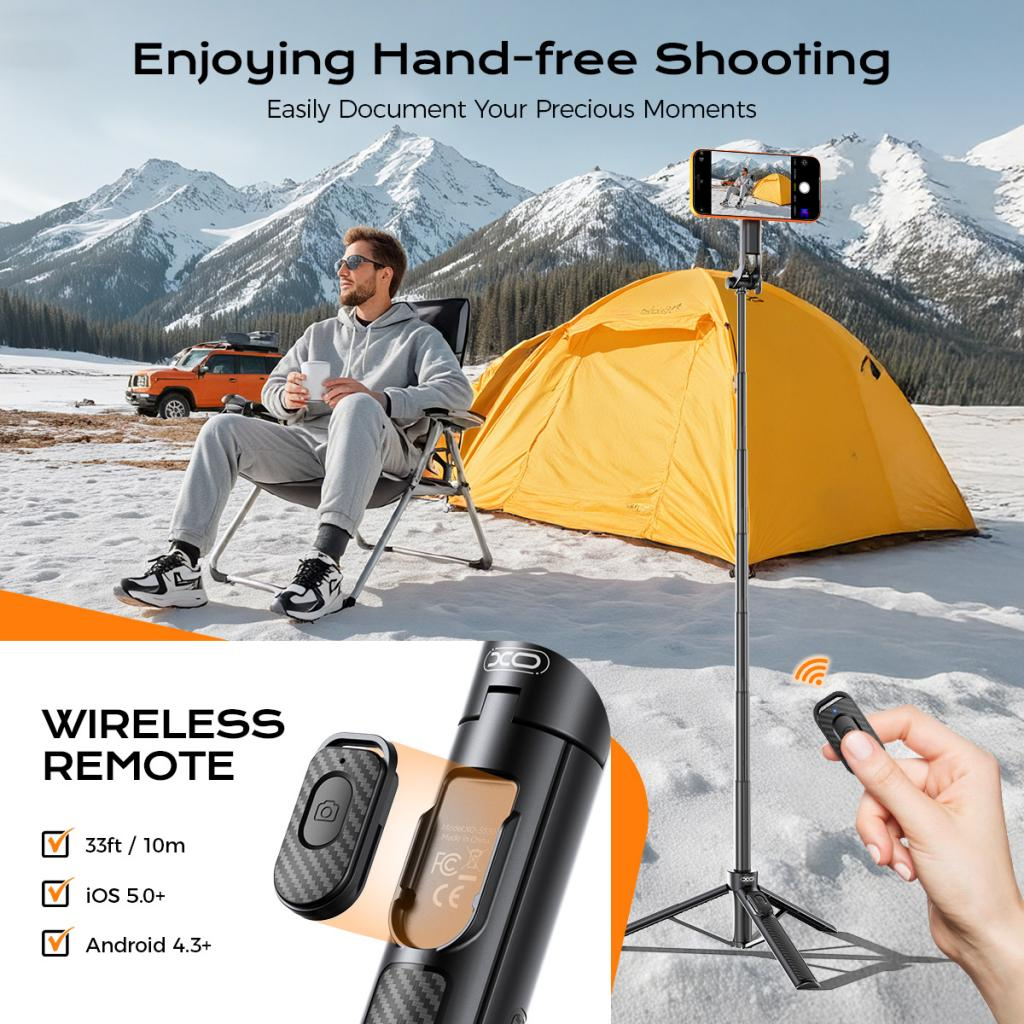 Selfie Stick Bluetooth XO Design SS30, Universal, Negro