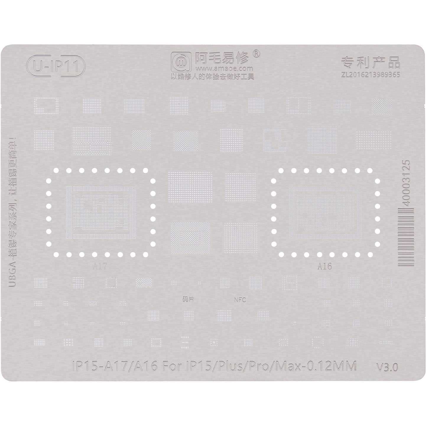 Malla BGA Amaoe U-IP11 para Apple iPhone 15 Series