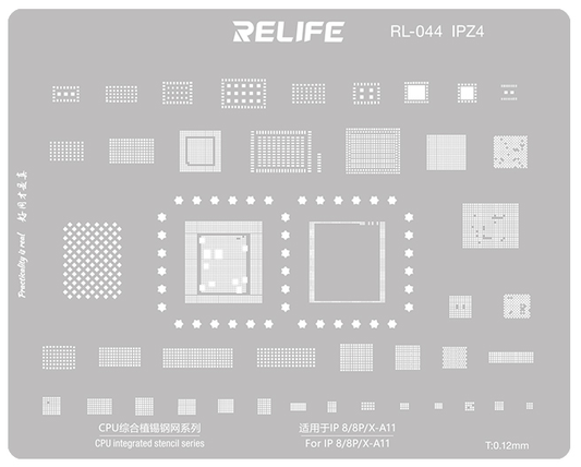 Malla BGA Relife RL-044 IPZ4 para Apple iPhone 8 / 8 Plus / X, CPU