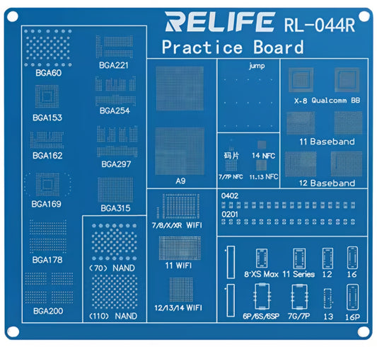 Placa de práctica de trabajo BGA Relife RL-044R para la serie Apple iPhone.