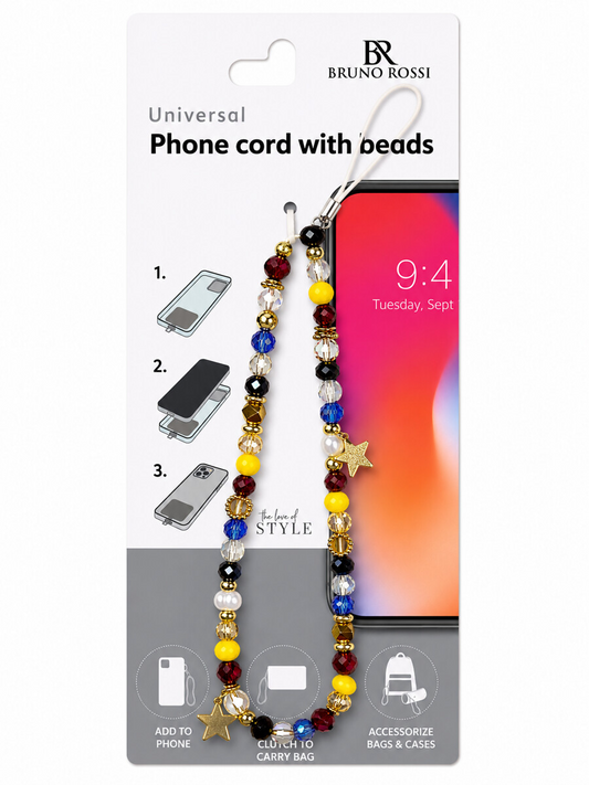 Bruno Rossi BT-22 Beaded Phone Strap, Multicolor