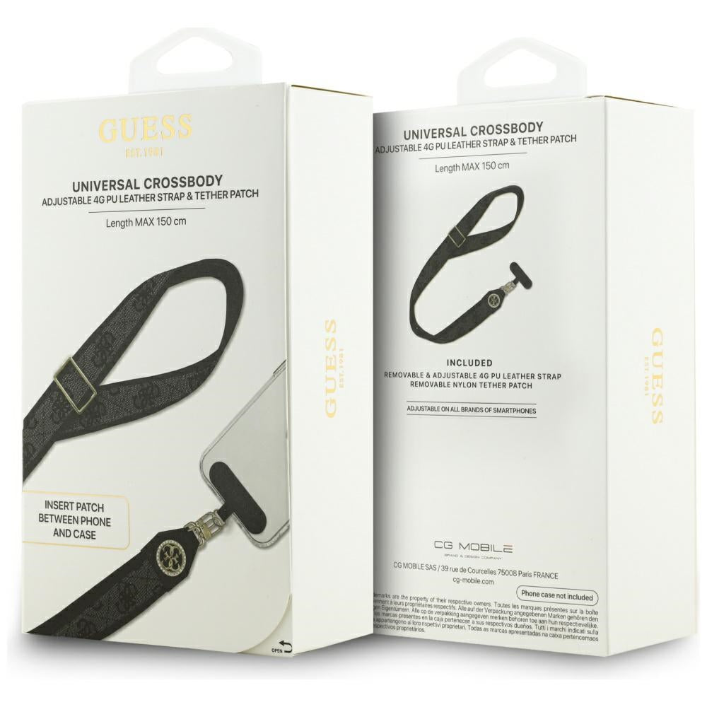 Cordón para Teléfono Guess 4G Strass Metal Logo, Negro