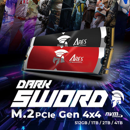 Solid State Drive (SSD) Dato Ares Dark Sword, NVME 1.4, PCIE Gen4x4, 1TB, Rojo ARSDSR-1TB