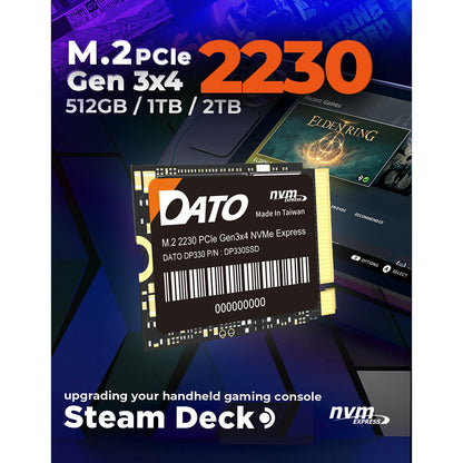 Solid State Drive (SSD) Dato DP330, NVME M.2 2230, PCIE Gen3x4, 2TB, Negro DP330SSD-2TB