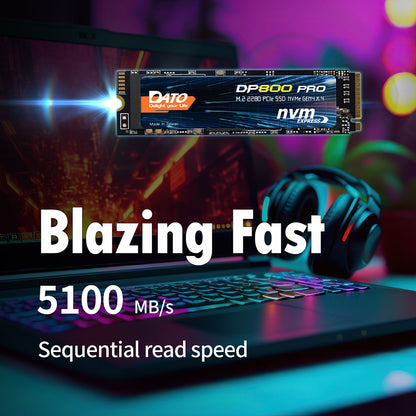 Solid State Drive (SSD) Dato DP800 Pro, NVME M.2 2280, PCIe, 4TB, Negro DP800PSSD-4TB