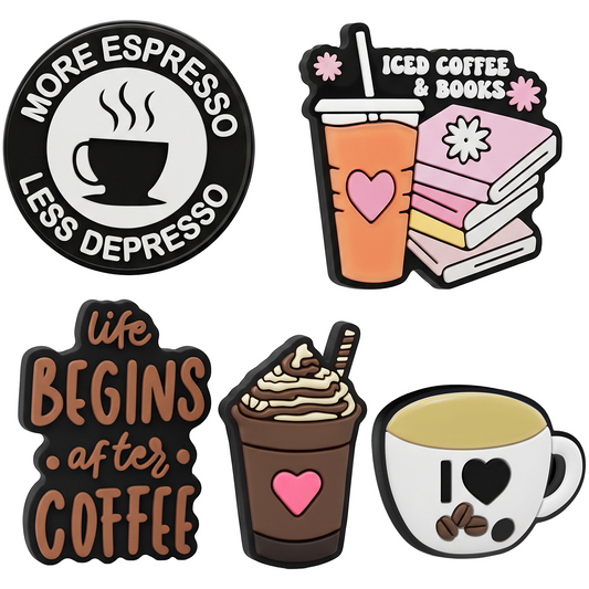 Sticker 3D OEM Coffee para Funda de Teléfono / Tableta, Set de 5 piezas, Multicolor
