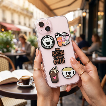Sticker 3D OEM Coffee para Funda de Teléfono / Tableta, Set de 5 piezas, Multicolor
