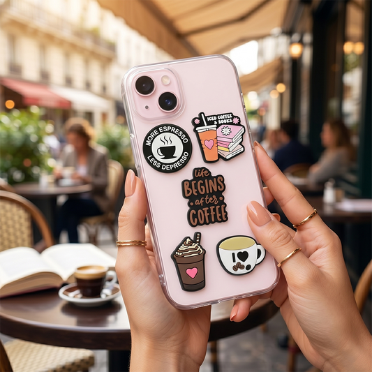 Sticker 3D OEM Coffee para Funda de Teléfono / Tableta, Set de 5 piezas, Multicolor