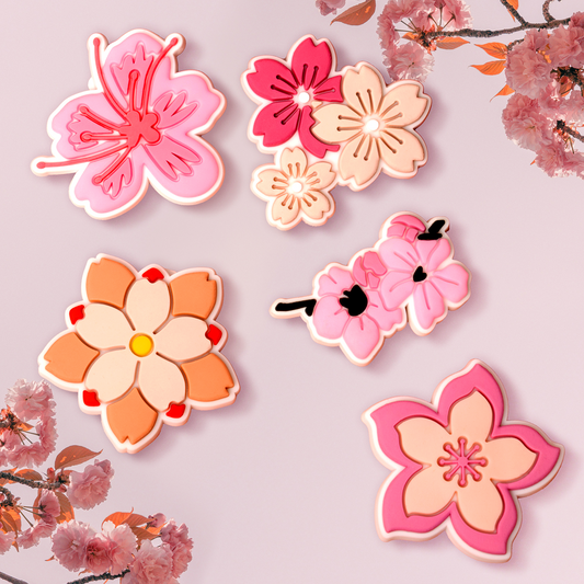 Sticker 3D OEM Pink Blossom para Funda de Teléfono / Tableta, Set de 5 piezas, Multicolor