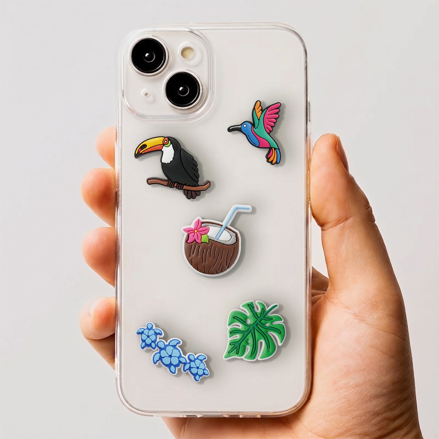 Pegatina 3D OEM Tropical Birds para Funda de Teléfono / Tableta, Set de 5 piezas, Multicolor