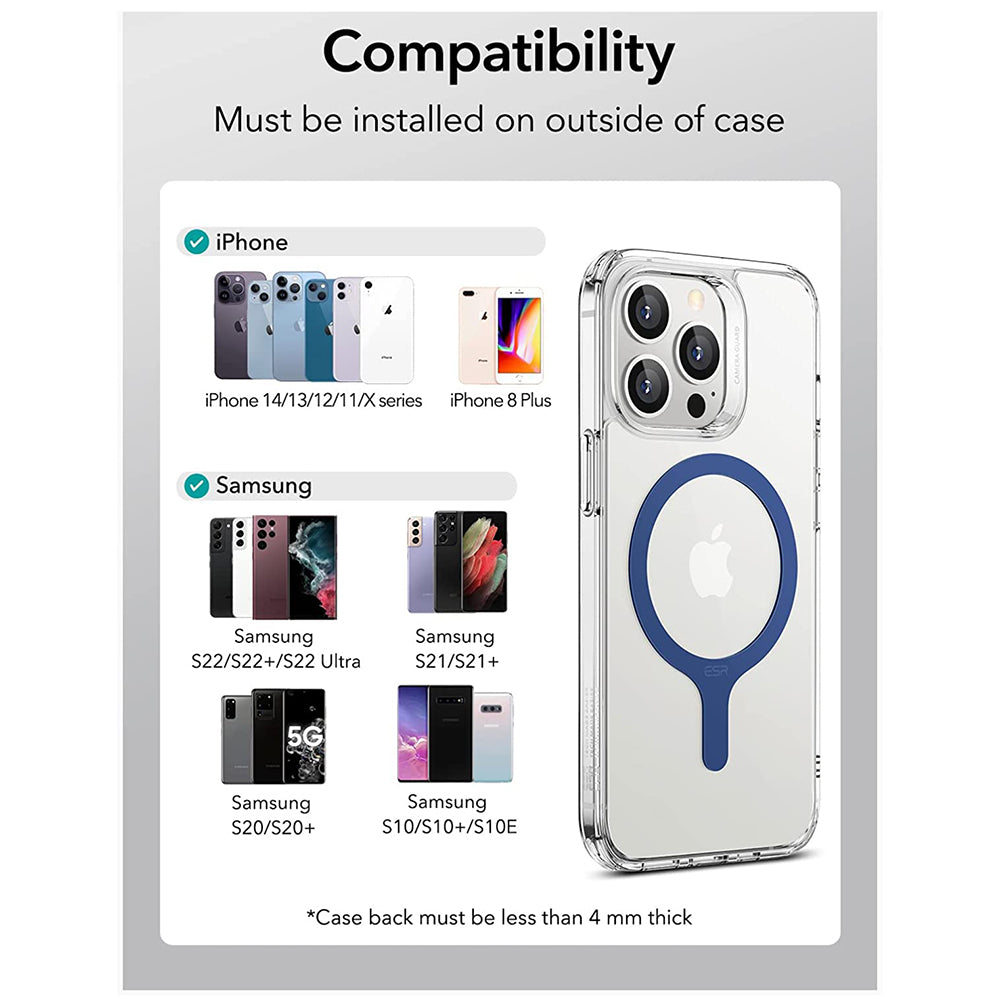 Pegatina Metálica ESR HaloLock, Set de 2 piezas, Azul