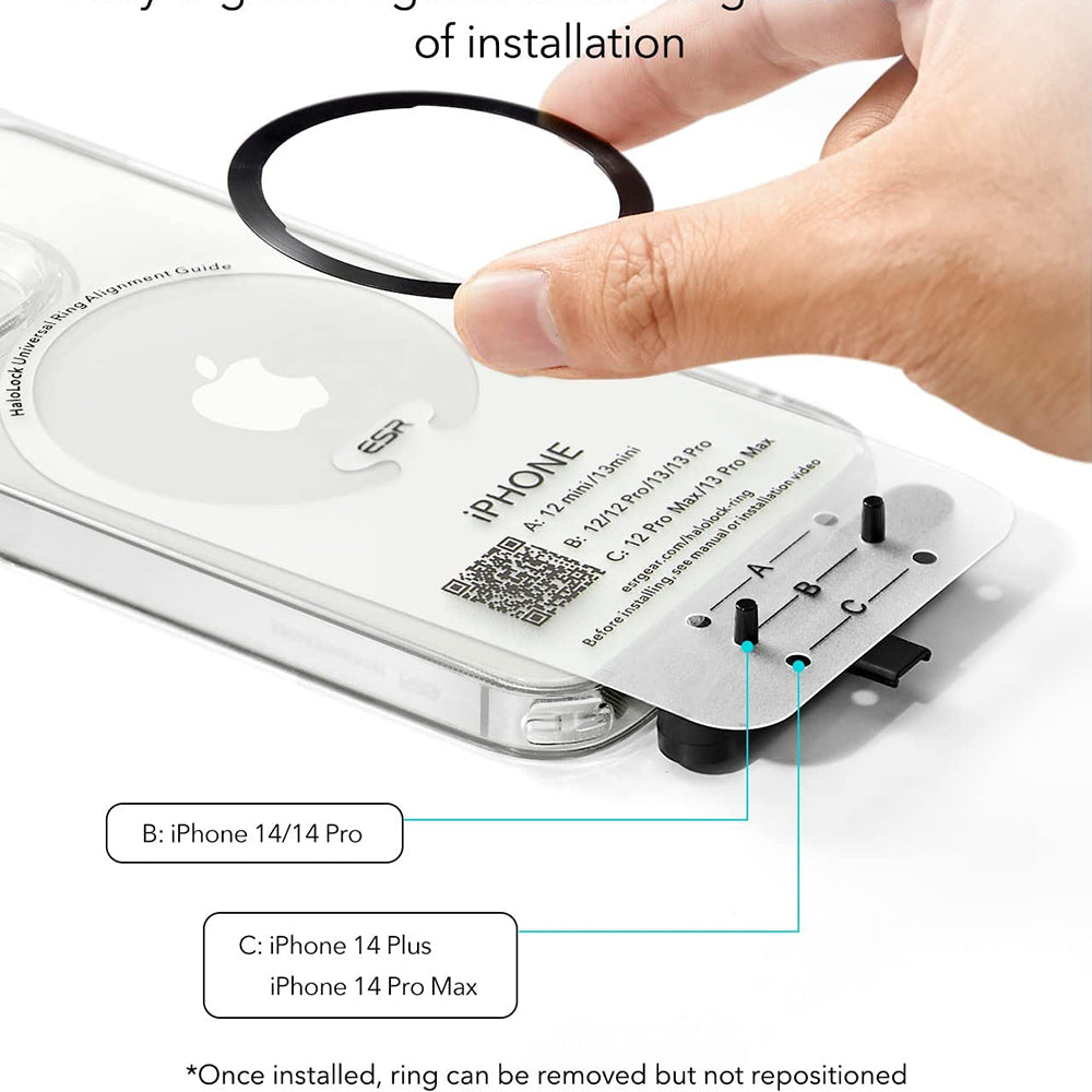 Pegatina Metálica ESR HaloLock, Set de 2 piezas, Negro Plateado