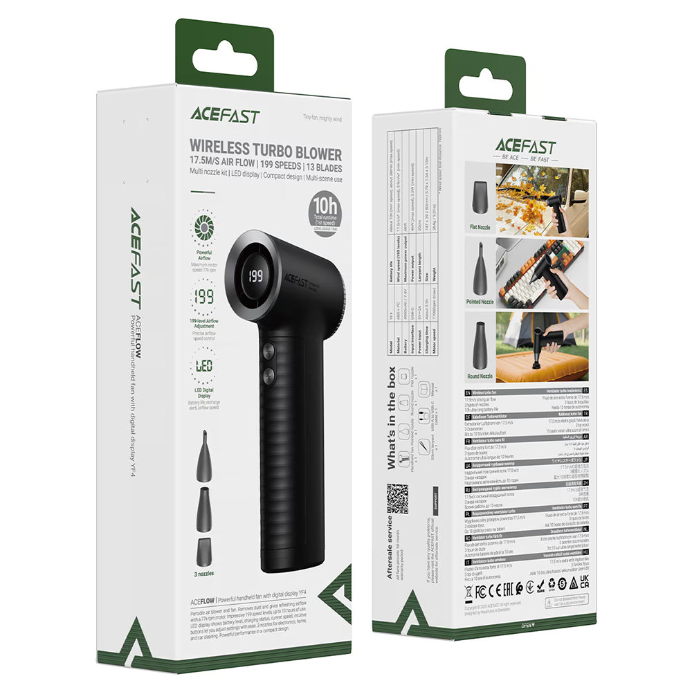 Soplador de aire Acefast YF4, Negro