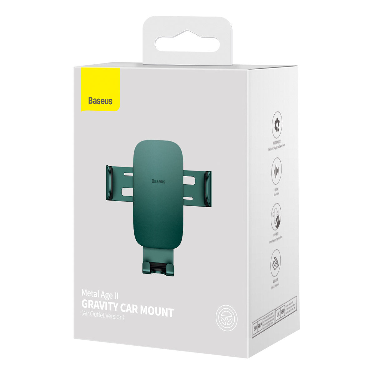 Soporte para coche Baseus Metal Age II, 4.7inch - 6.7inch, Verde SUJS000006