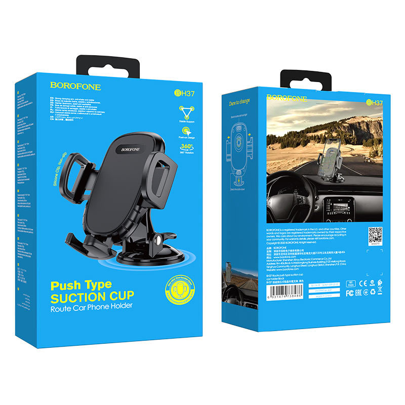 Soporte para coche Borofone BH60 Dainty, 4.5 pulgadas - 7 pulgadas, Negro