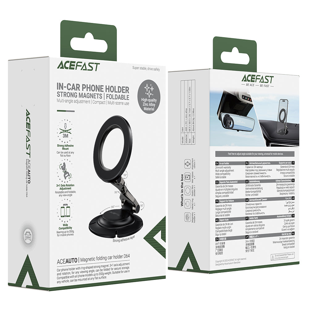 Soporte Auto Magnético Acefast D64, Universal, Negro