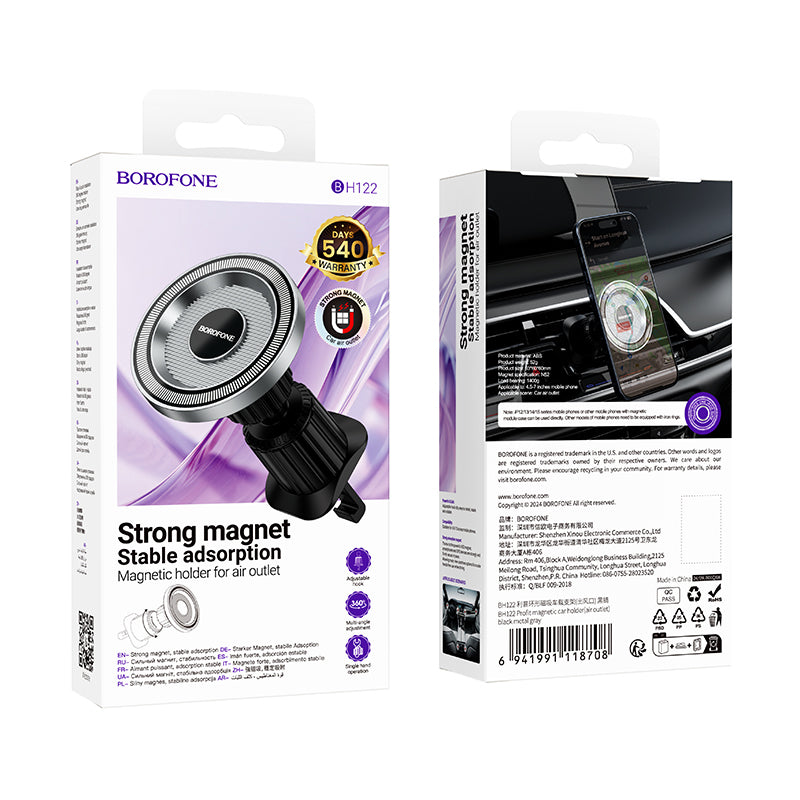 Soporte Magnético para Auto Borofone BH122 Profit, 4.5 pulgadas - 7 pulgadas, Negro
