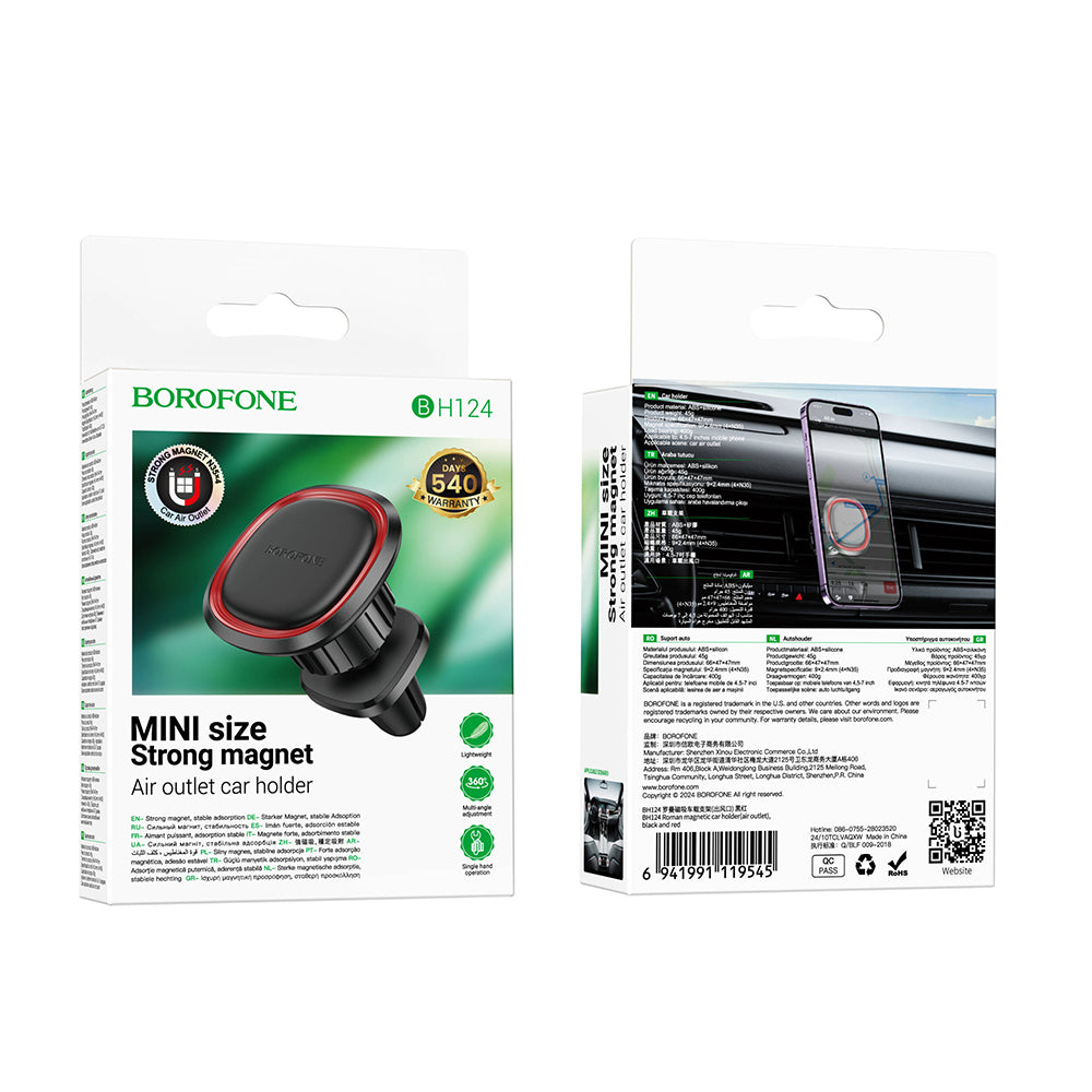 Soporte Auto Magnético Borofone BH124 Roman, Universal, Negro